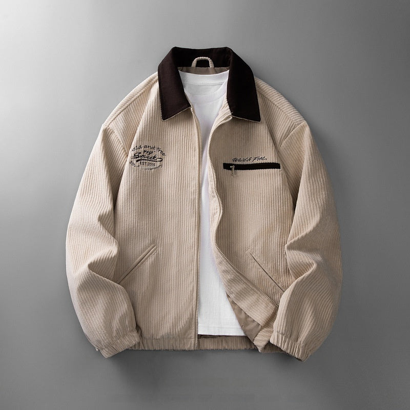Cordjacke Herren Einfarbige Jacke Lässiges Oberteil