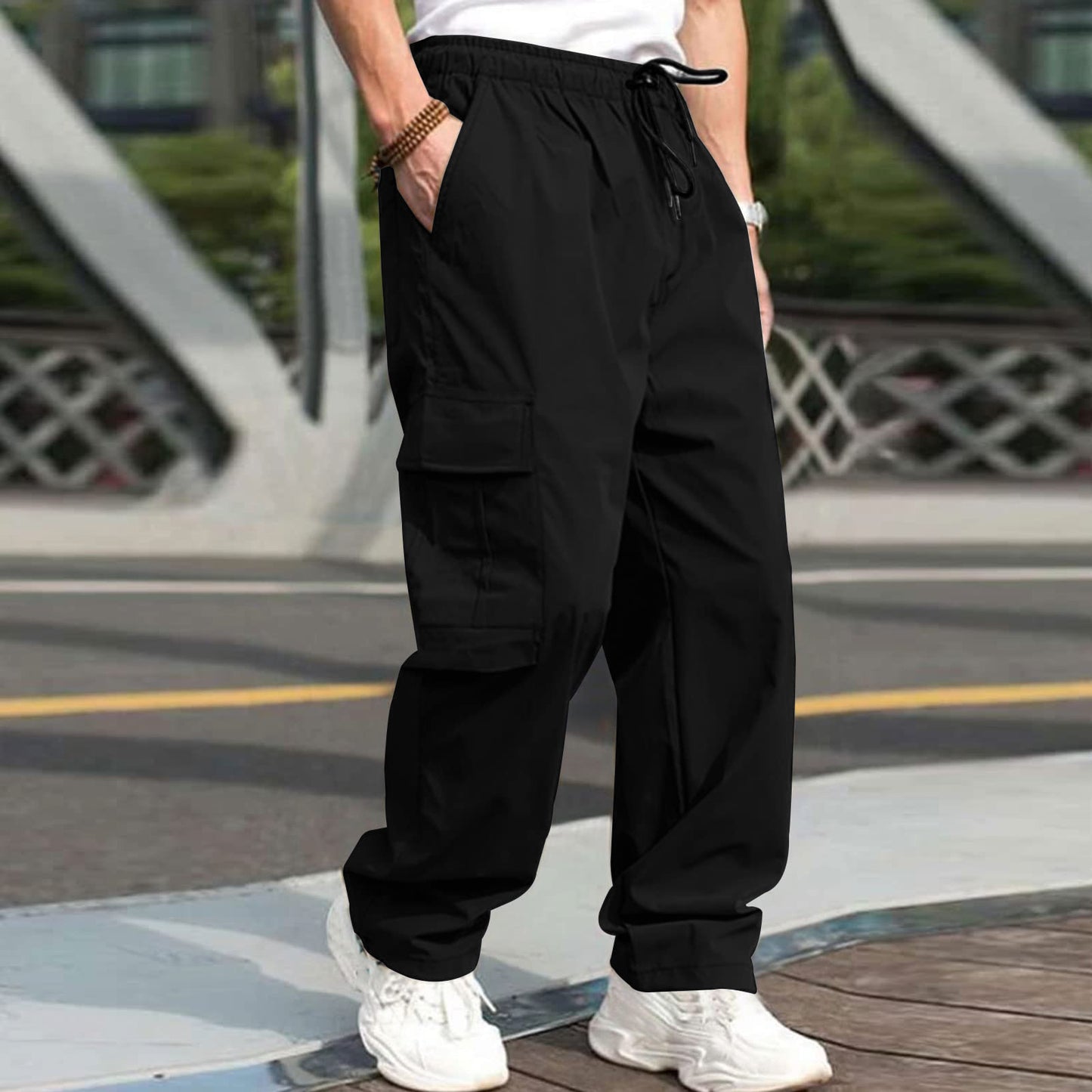 Men Fashion Loose Straight Casual Trousers