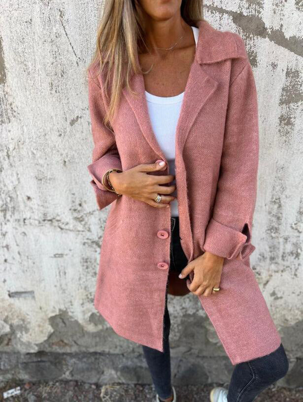 Women's cardigan single-breasted mid-length coat