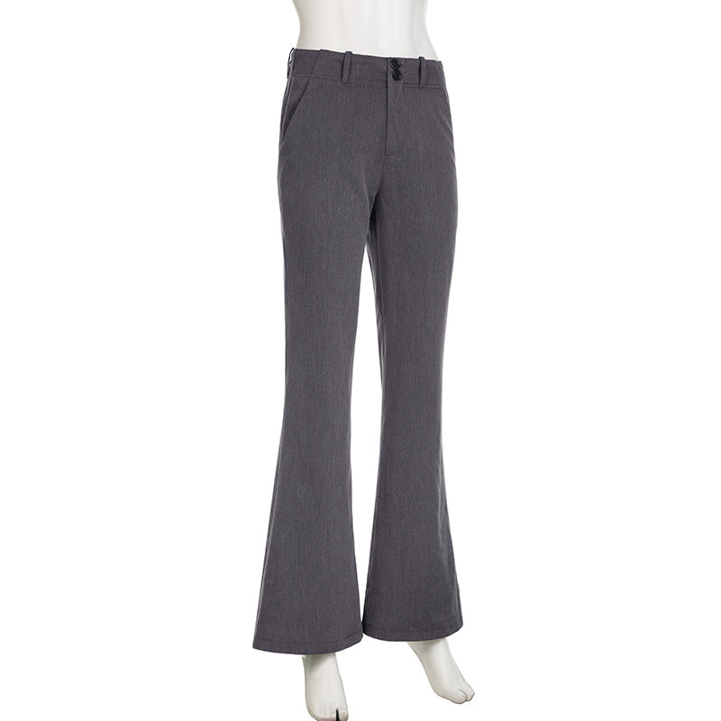 Women's Minimalist Low Waisted Straight Leg Suit Pants