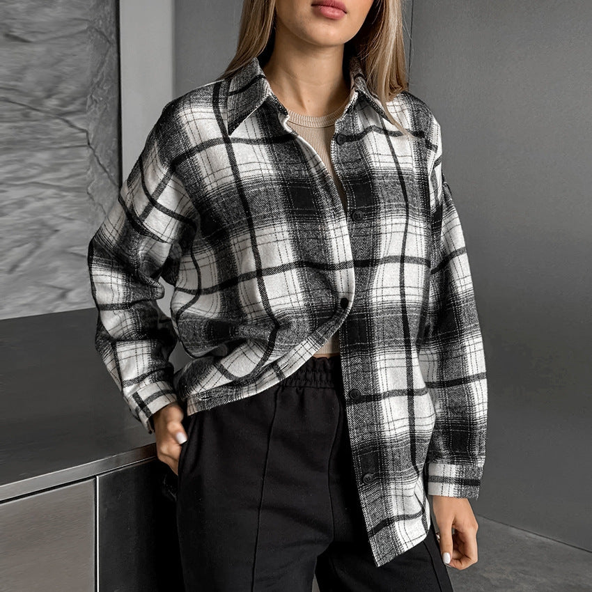 Women Classic American Plaid Shirt