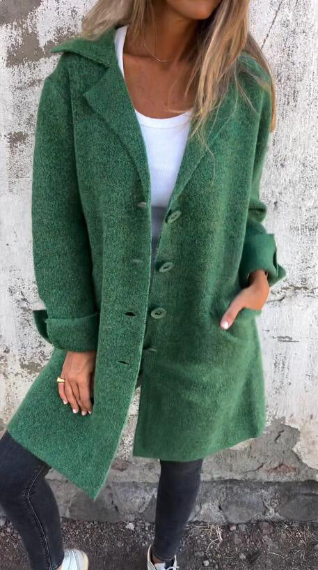 Women's cardigan single-breasted mid-length coat