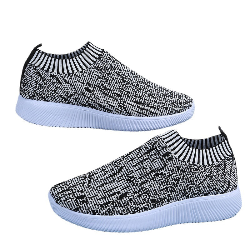 Women's Hot Stripe Knit Sock Shoes Sneakers Running Walking Loafers