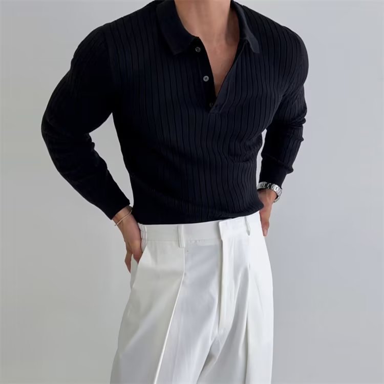 Men's clothing knitted shirt top