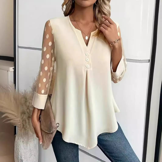 Women's mesh sleeve button shirt spring and summer