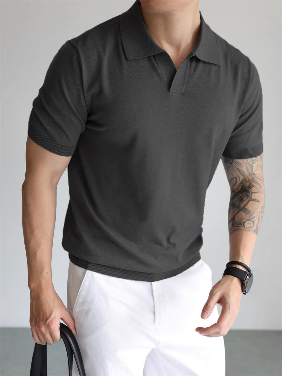 Men's T-shirt with casual loose lapel