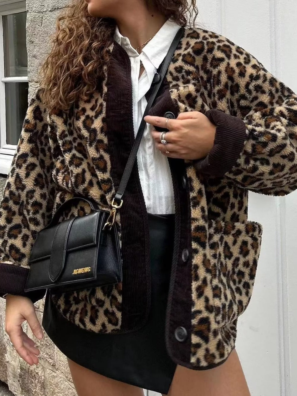 Women's winter leopard print casual jacket