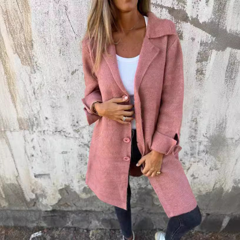 Women's cardigan single-breasted mid-length coat