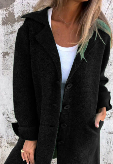 Women's cardigan single-breasted mid-length coat