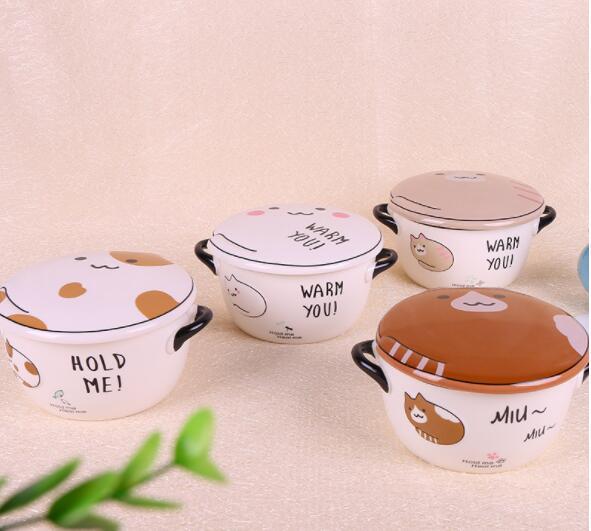 Porcelain new cartoonpottery bowl creative tableware instant noodles household instant noodle bowl lunch box factory wholesale