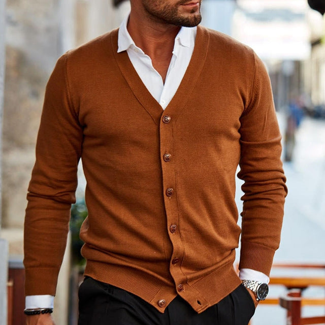 Men's Klassische schlichte vier Jahreszeiten Strickjacke in vielen Farben erhältlich