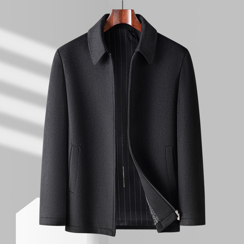 Men wool coat lapel short jacket coat