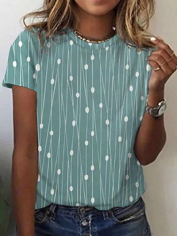 Women Fashion Casual Slim-fit T-shirt With Round Neck