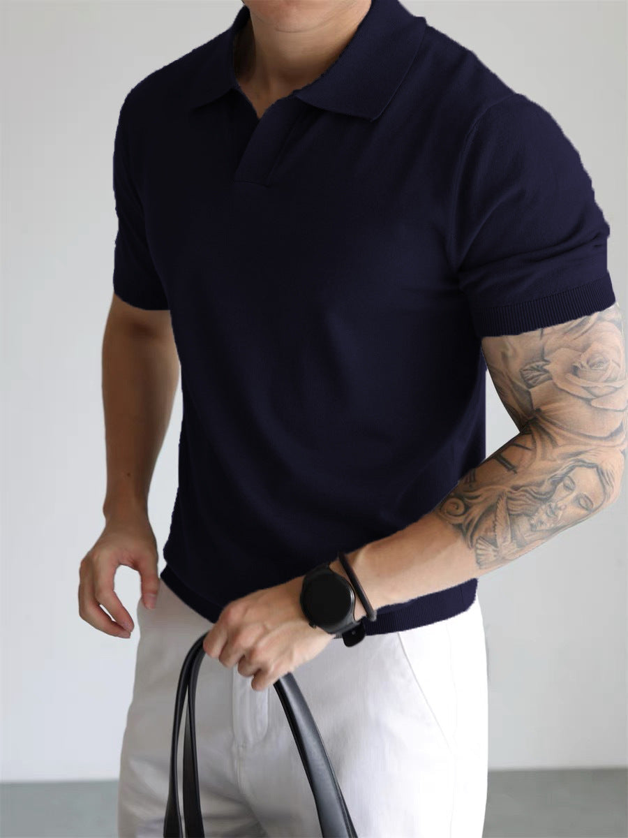 Men's T-shirt with casual loose lapel