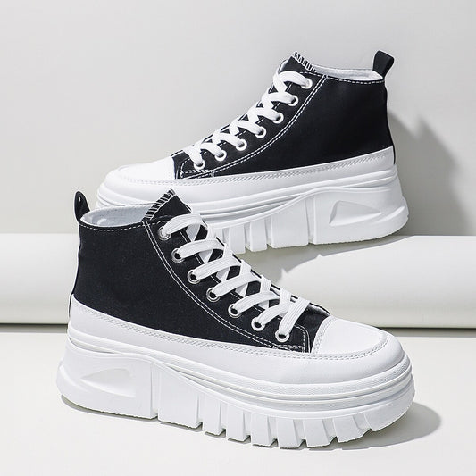 Women's Lace-Up High Top Flatform Canvas Shoes