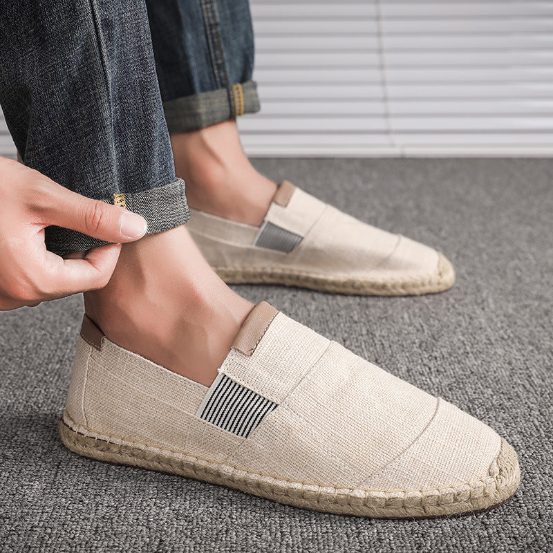 Handmade straw shoes canvas men women shoes