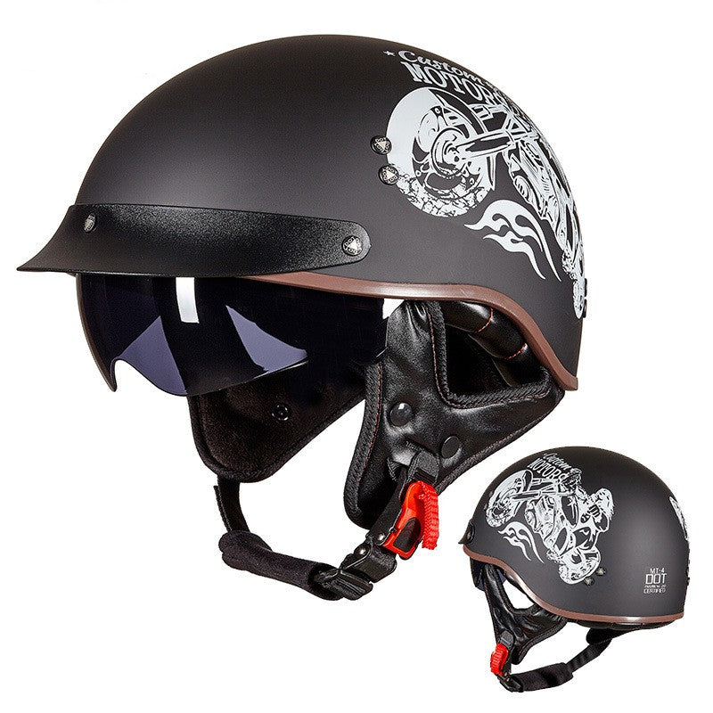 Damen Racing Retro Motorrad Atmungsaktiv Helm Unisex