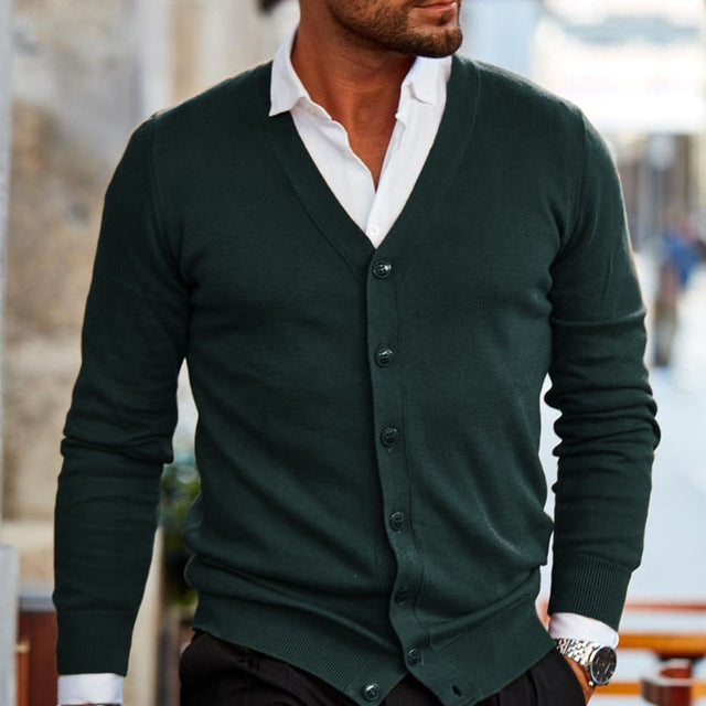 Men's Klassische schlichte vier Jahreszeiten Strickjacke in vielen Farben erhältlich