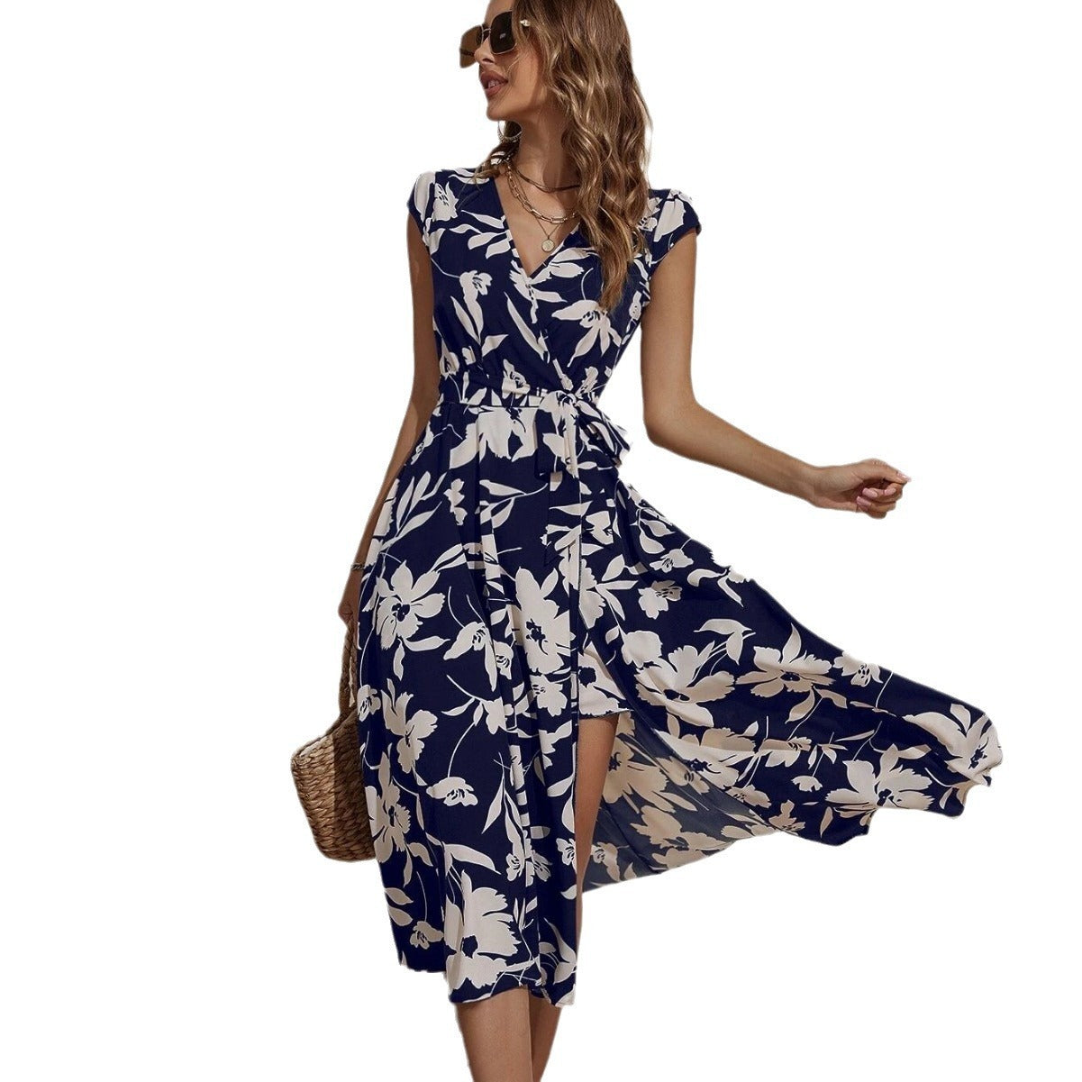 Women's V-neck Bohemian Print Dress