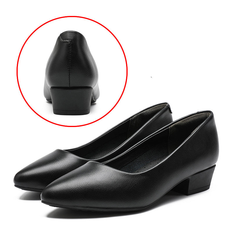 Damenschuhe Klassisch Leder Arbeitsschuhe Damen Schwarz (Absatz Chamäleon Auswahl)