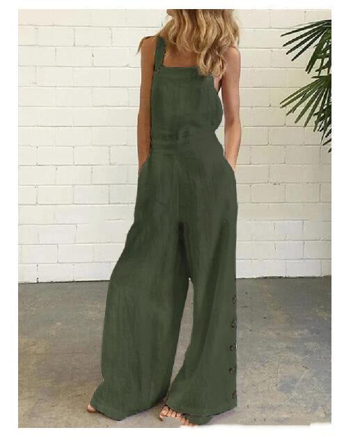 Women Jumpsuit with wide side buckle, retro side pocket