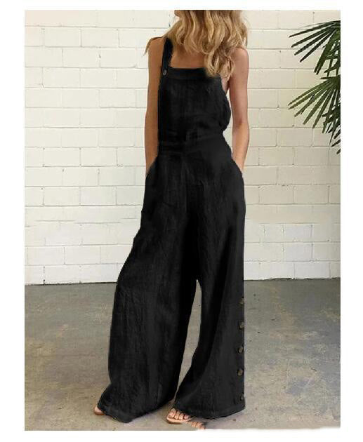 Women Jumpsuit with wide side buckle, retro side pocket