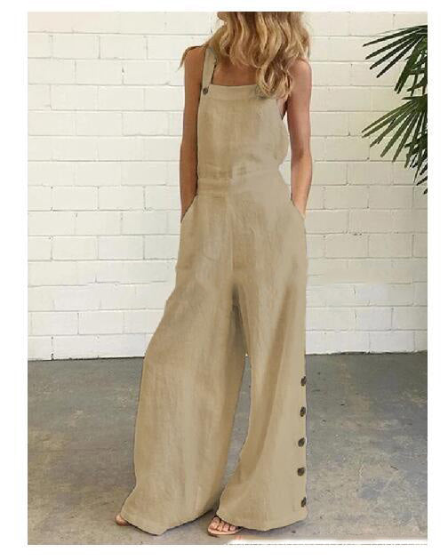 Women Jumpsuit with wide side buckle, retro side pocket