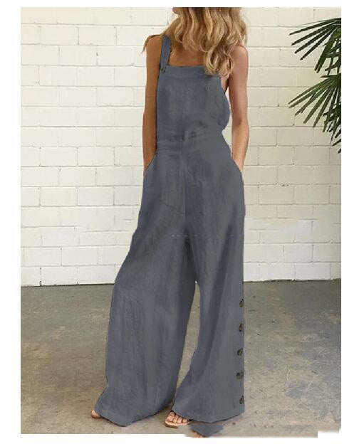 Women Jumpsuit with wide side buckle, retro side pocket