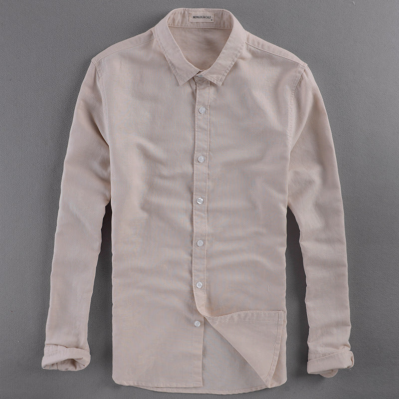 Herren Trend Slim Simple White Shirt Atmungsaktive Baumwolle Top Herren Sommer Langarm Mode Dünnes Hemd