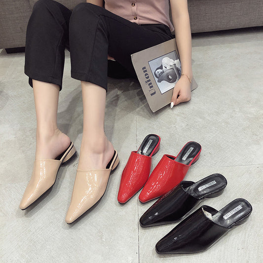 Womens Flats Shoes Mules Slides Pu Leather