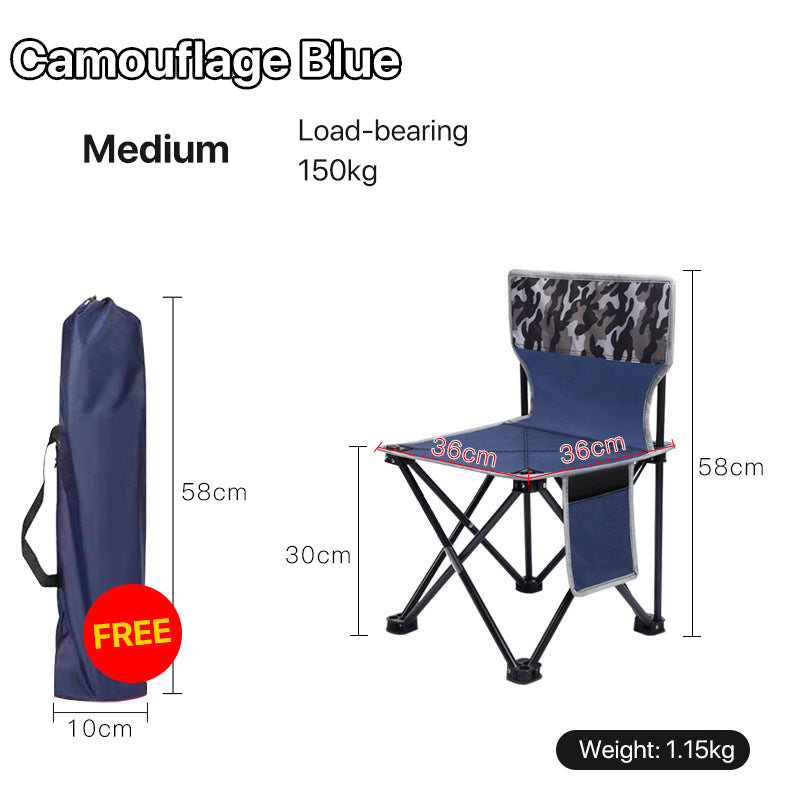Camping Folding Chair Outdoor Portable with or without Backrest Fishing Painting