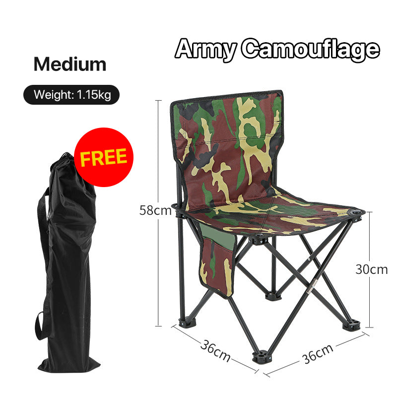 Camping-Klappstuhl für den Außenbereich, tragbar, mit oder ohne Rückenlehne, Angelmalerei