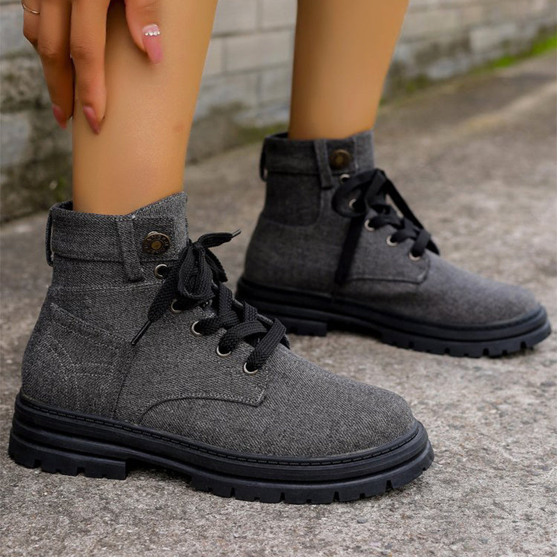 Women Denim Ankle Boots Fashion Platform Cowboy Boots Leisure Fashion Autumn Winter