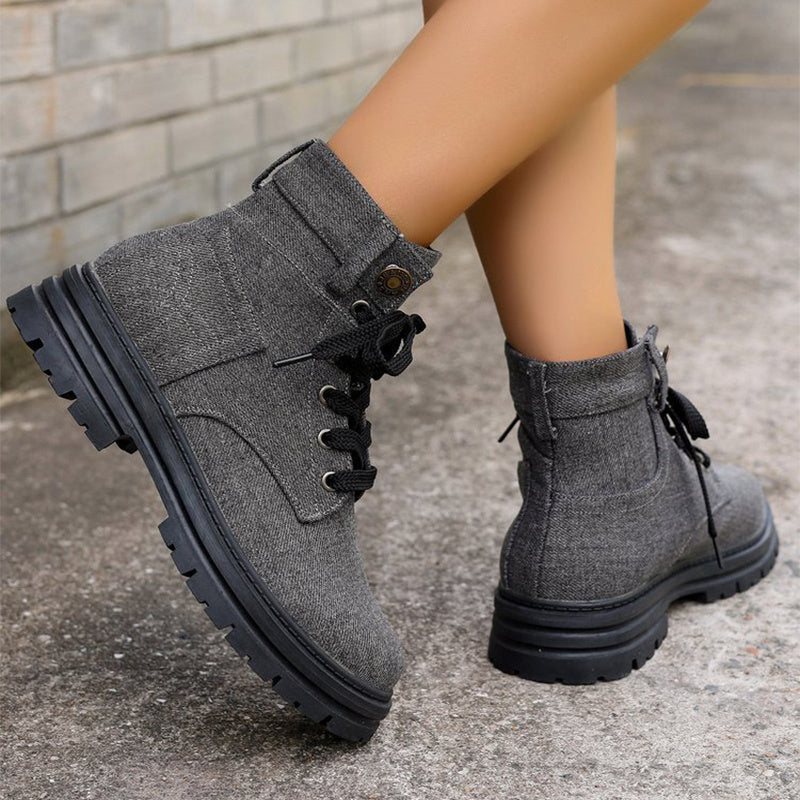 Women Denim Ankle Boots Fashion Platform Cowboy Boots Leisure Fashion Autumn Winter