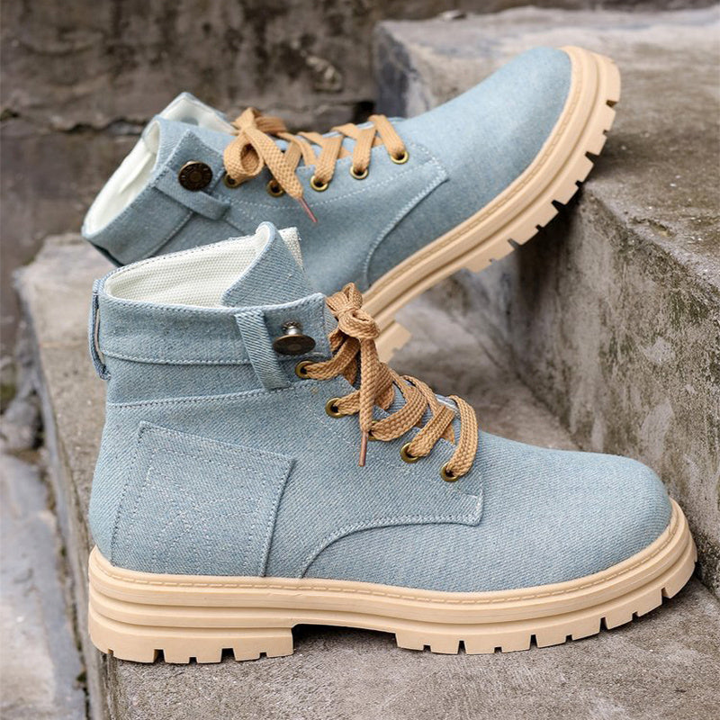 Women Denim Ankle Boots Fashion Platform Cowboy Boots Leisure Fashion Autumn Winter