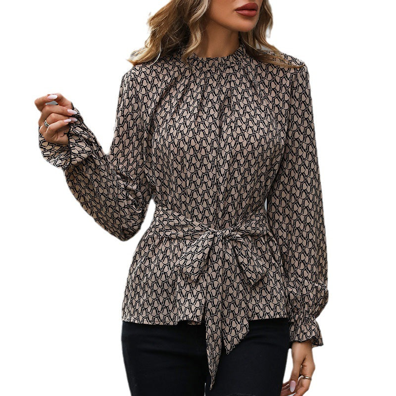 Women's clothing cross-border long-sleeved printed shirt