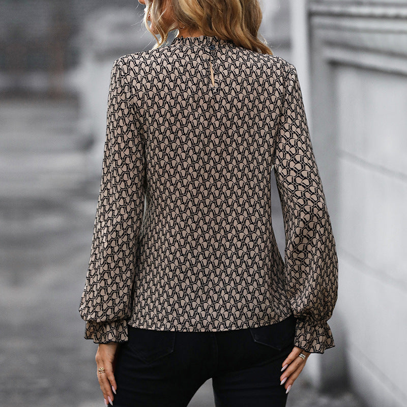 Women's clothing cross-border long-sleeved printed shirt