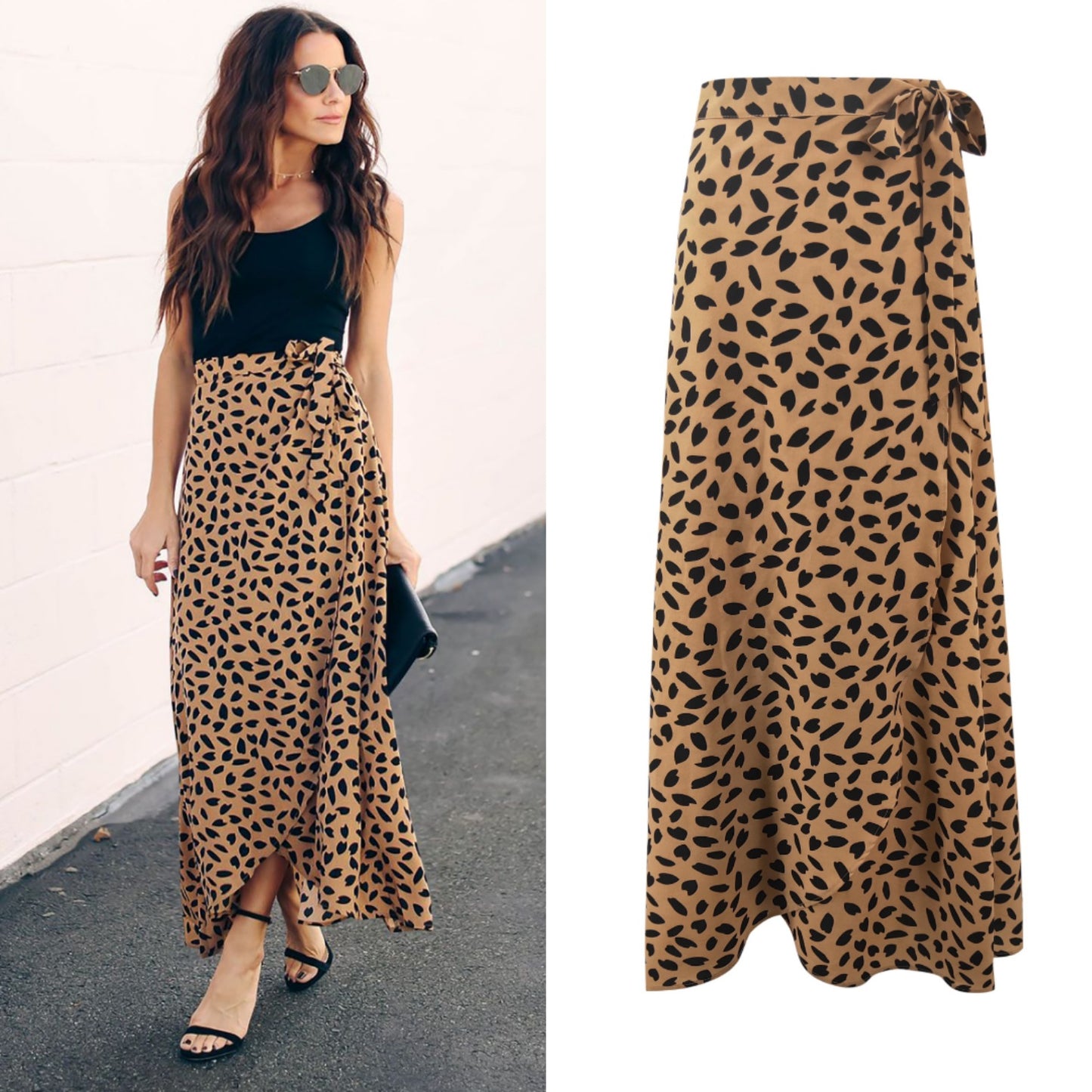 Women Leopard print long loose skirt