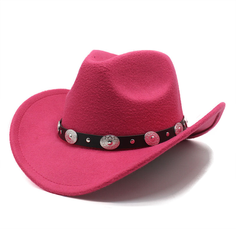 Hat Minority Style Woolen Western Cowboy, Cowgirl Hats Men's And Women's Couple Hats