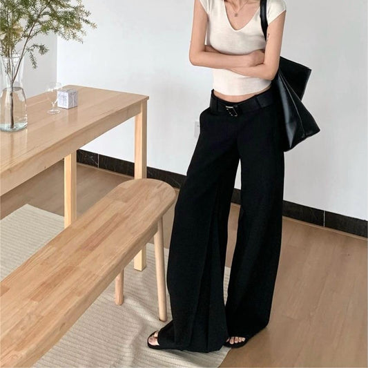 Women Black Hot Girl Low Waist Suit Pants For Women