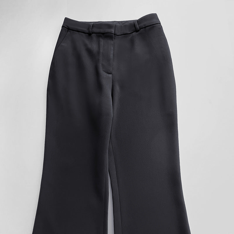 Atmosphärische Bootcut-Hose mit langem Bein aus Acetat-Mischgewebe im Pendler-Stil für Damen