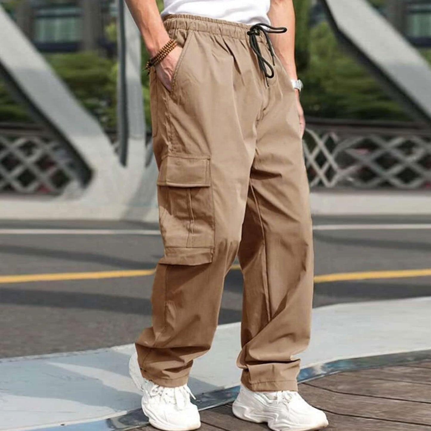 Men Fashion Loose Straight Casual Trousers