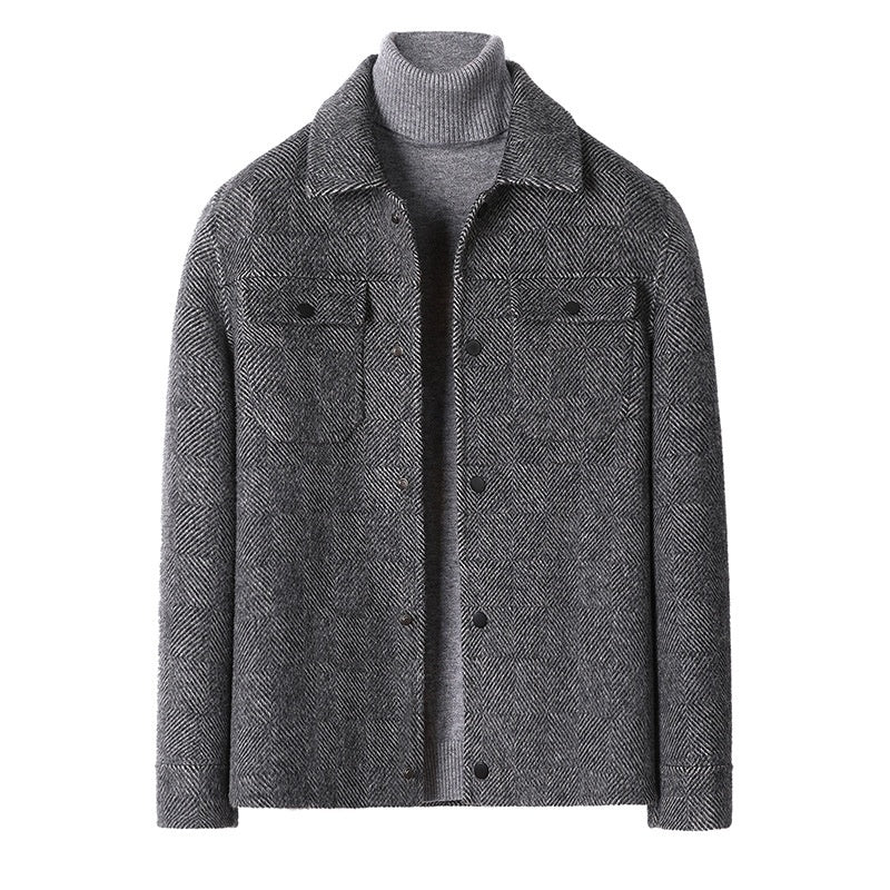 Giacca corta in lana e cashmere double face di alpaca da uomo
