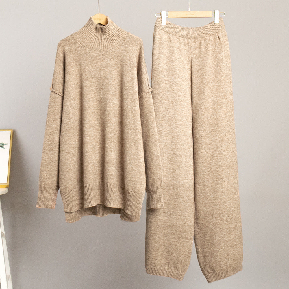 Women's Loose Casual Lazy Thickened Knitting Trousers Suit