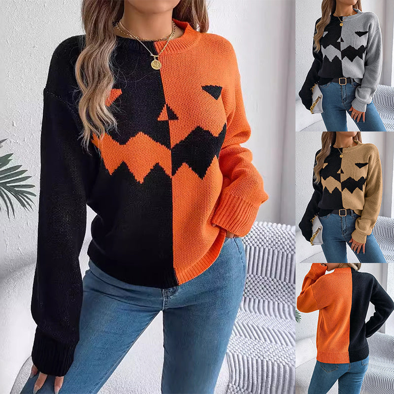 Women's Halloween pullover sweater fashion long sleeve knitted