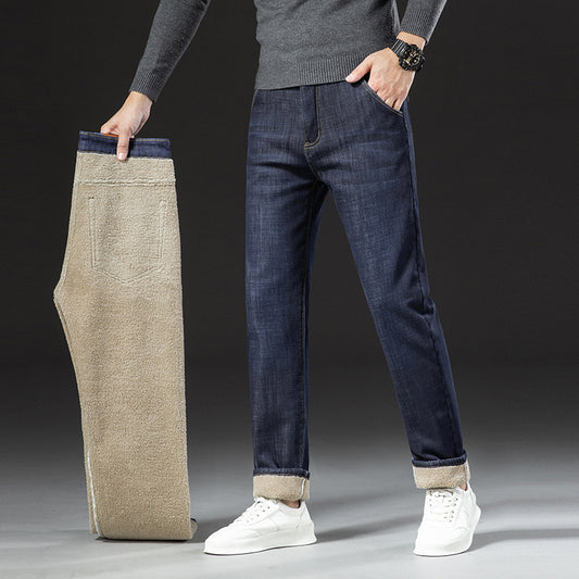 Men's Lambswool Fleece Padded Jeans Winter