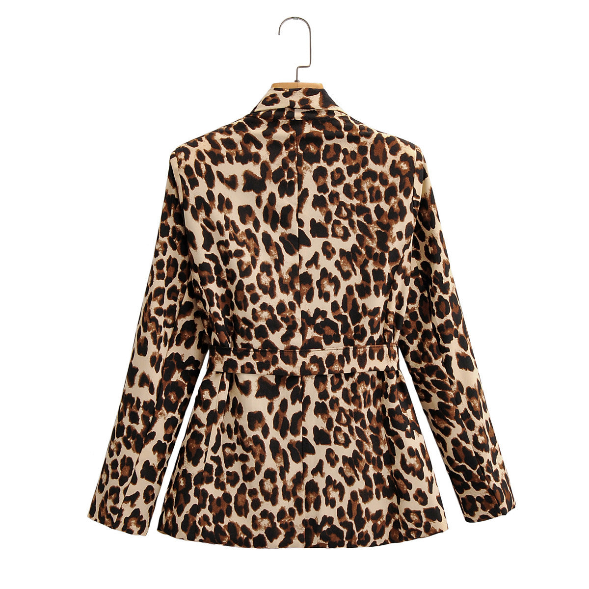 Women's leopard print suit jacket with belt