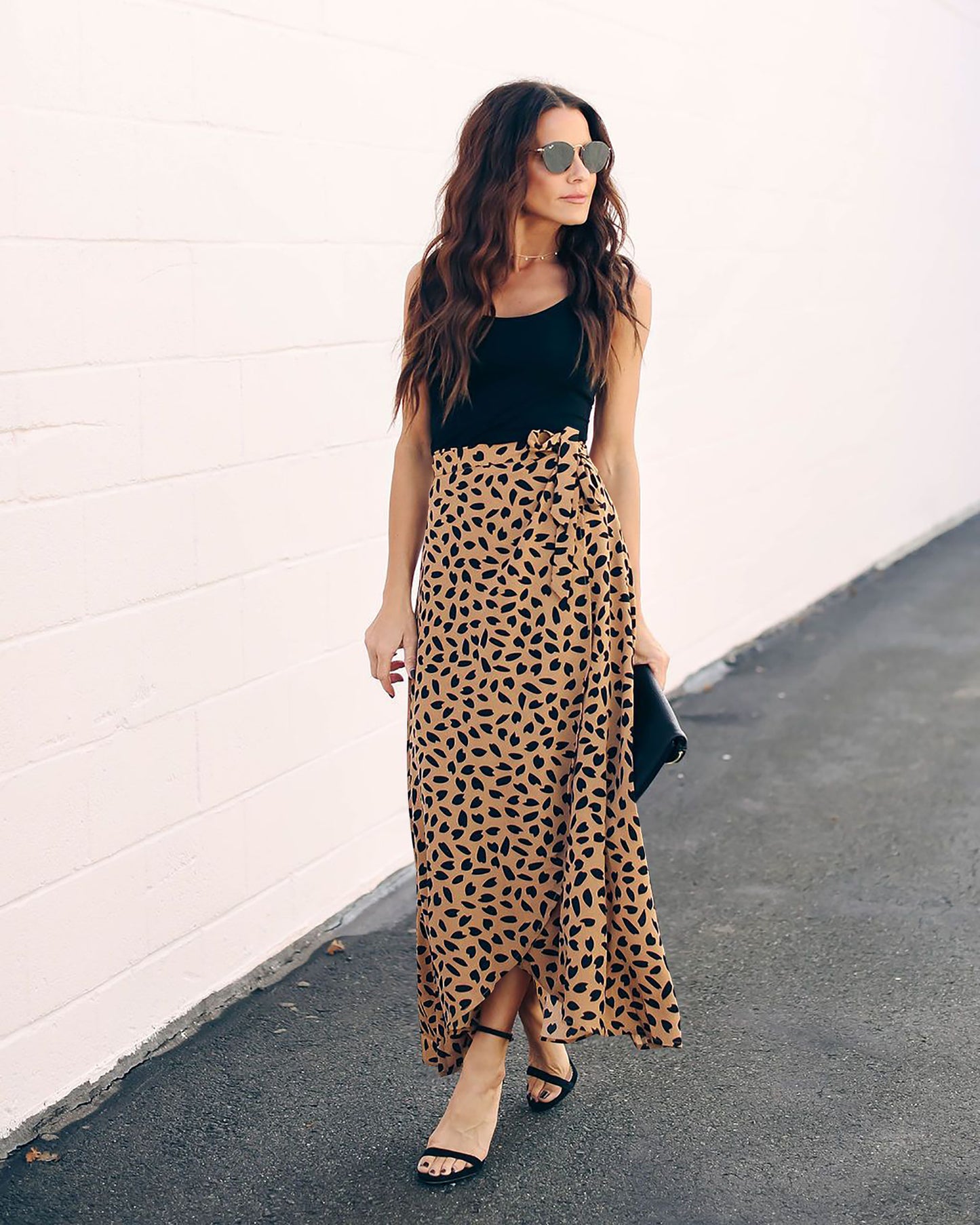 Women Leopard print long loose skirt