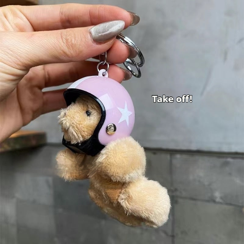 Key Chain Motorcycle Helmet Bear Pendant Plush