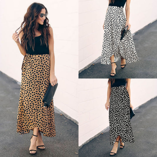 Women Leopard print long loose skirt